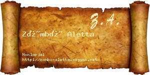 Zámbó Aletta névjegykártya